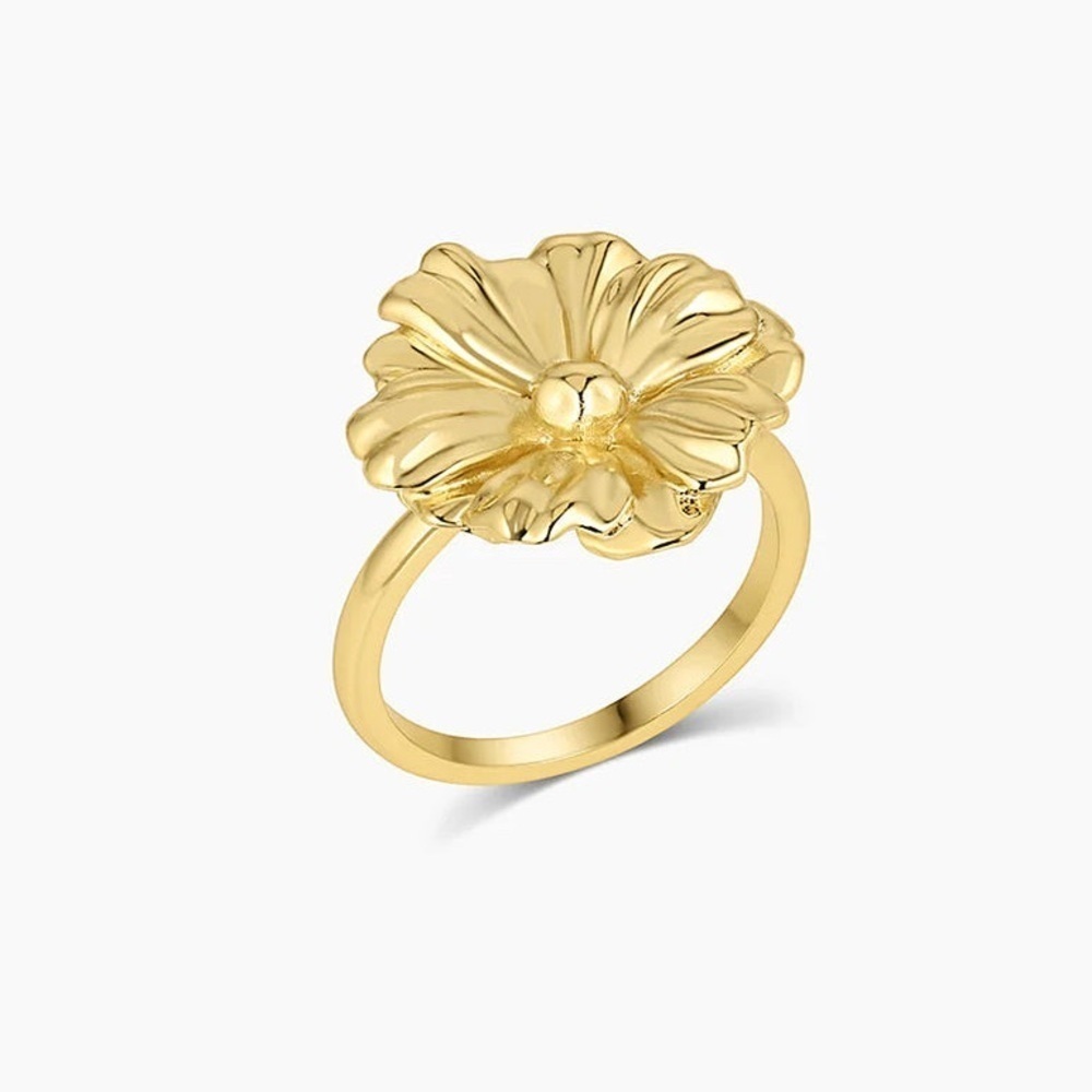 Gorjana New Size 8 18k Gold Plated Brass Statement Cocktail‎ Floral Camila Ring - Picture 2 of 7